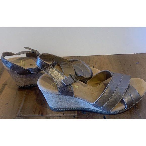Clarks Womens Wedge Sandal Crisscross Open Toe Ankle Strap Leather Size 7M - Picture 7 of 8